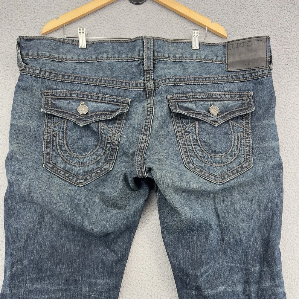 True Religion Mens 44x33 Ricky Relaxed Straight Leg Jeans Y2K Denim Made In USA